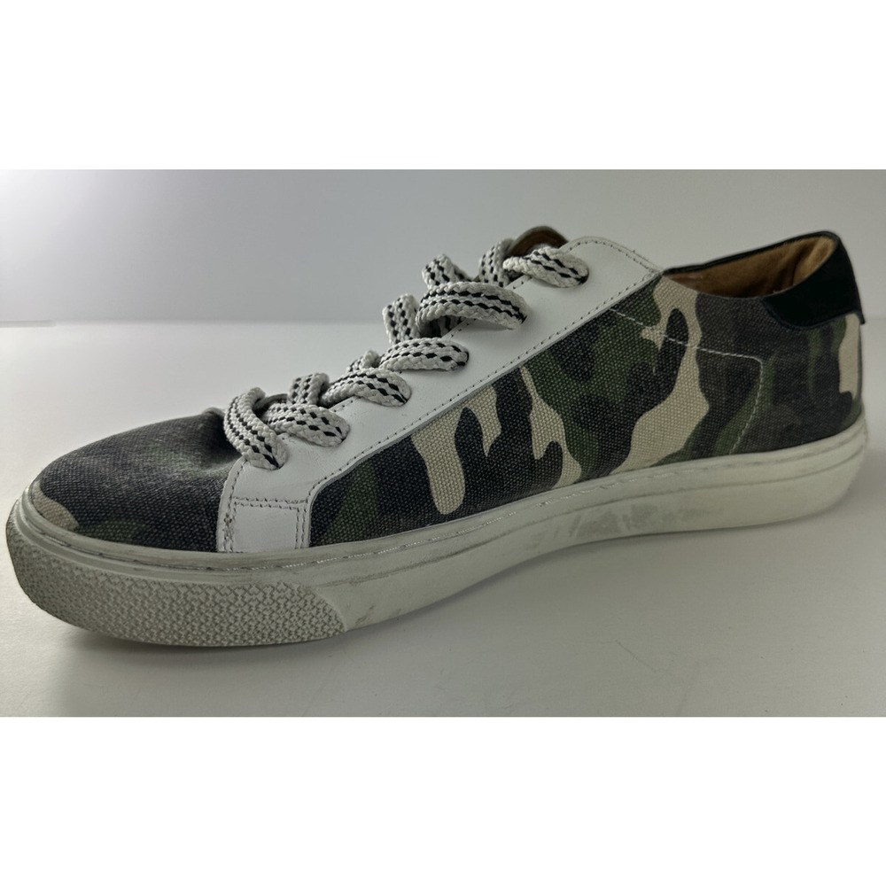 Veronica Beard Sami Camo Canvas Lace-up Sneakers Leather Lining Shoes 39 US 8.5 - Picture 15 of 16
